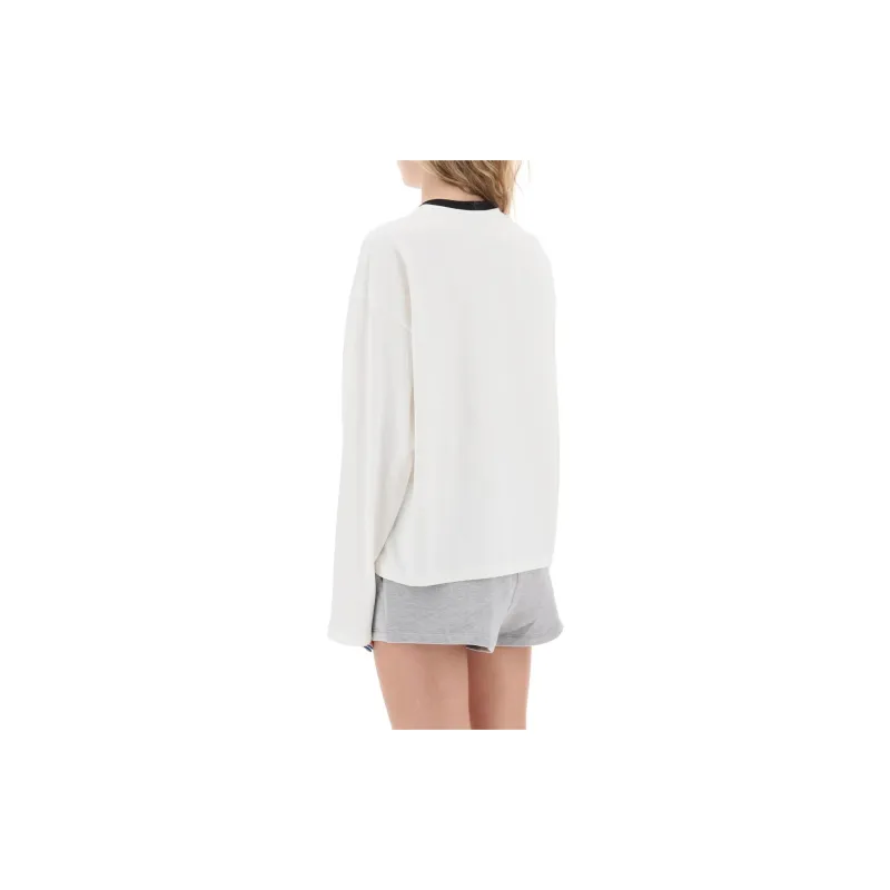 MIU MIU SS24 Drop Shoulder Sleeve T Shirt Women's White-4