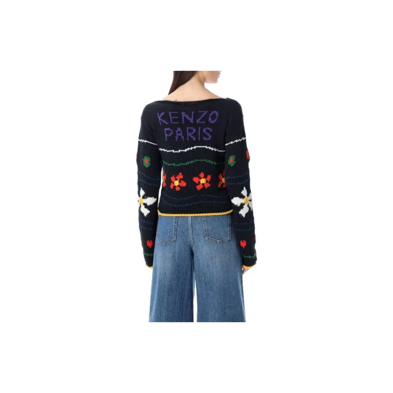 KENZO Floral Intarsia Knitted Crewneck Jumper-2
