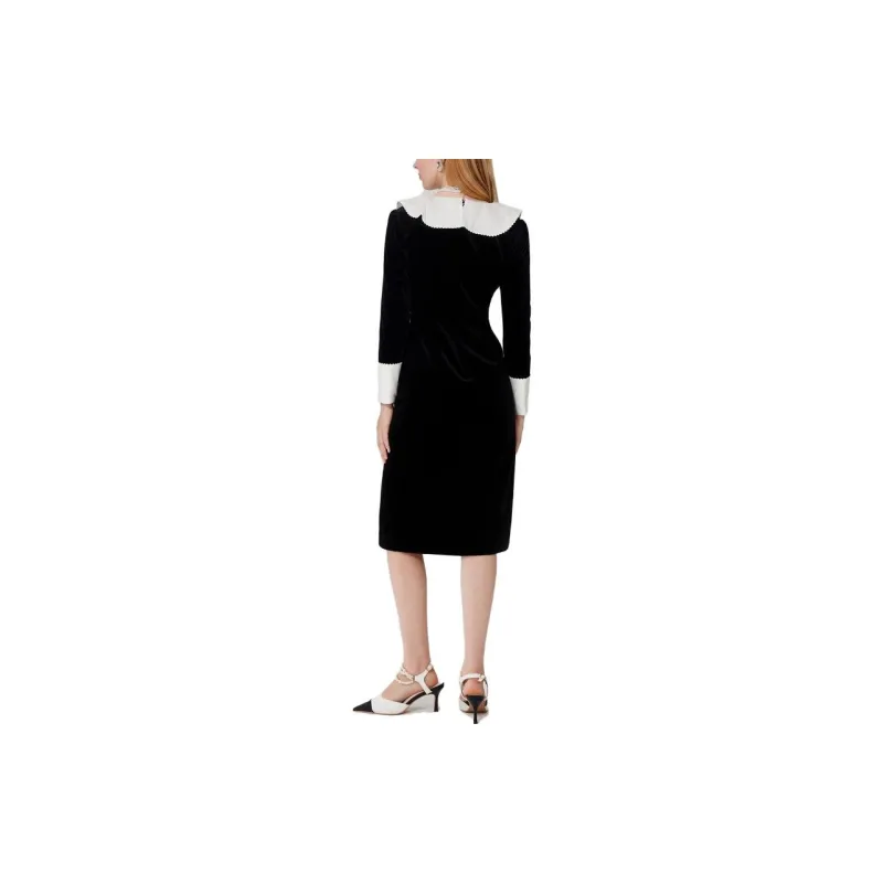 AIVEI Long Sleeved Dress Women's Black-3