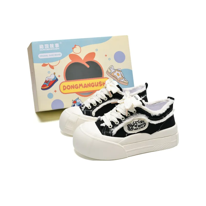 Anime Story Slip Resistant, Abrasion Resistant, Lightweight Low Top Skateboard Shoes Women's White-11