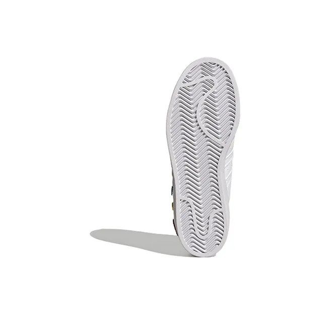 Adidas Originals SUPERSTAR J Abrasion Resistant Low Top Kids' Skateboarding Shoes White Teenagers-5