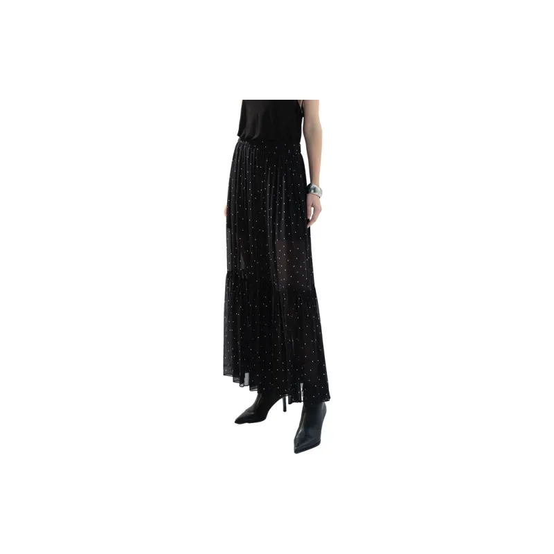 MOCO Casual Long Skirt Women's Black White Polka Dot-2