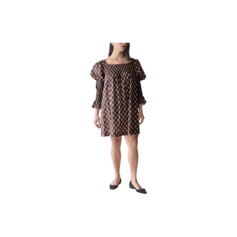 DOEN SABIA DRESS Long-Sleeved Dresses Women's Brown Black-1