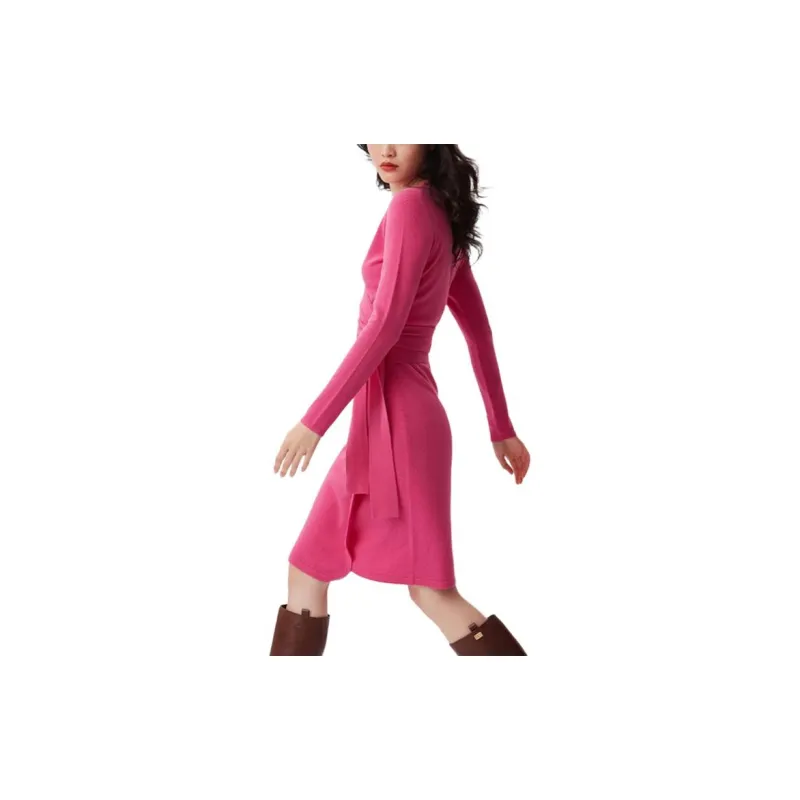 DVF Diane Von Furstenberg Long-Sleeved Dresses Women's Fuchsia-2