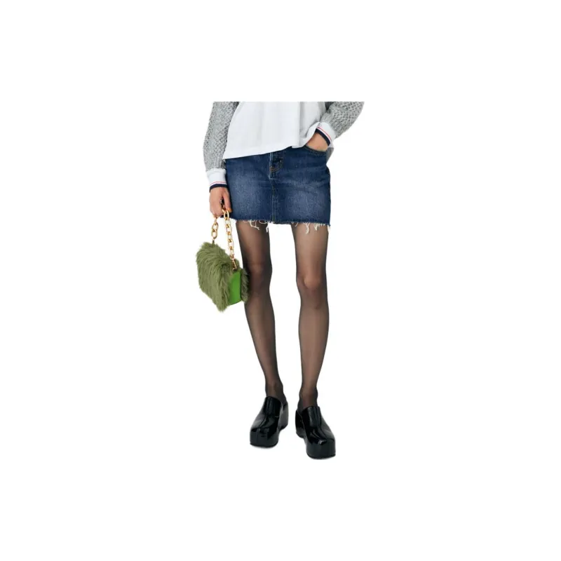 MOUSSY Denim Short Skirts Women's Dark Blue-1