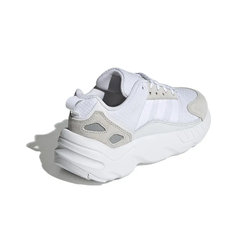 Adidas Originals ZX 22 Abrasion Resistant Breathable Low Top Kids' Running Shoes White Gray Teenagers-3