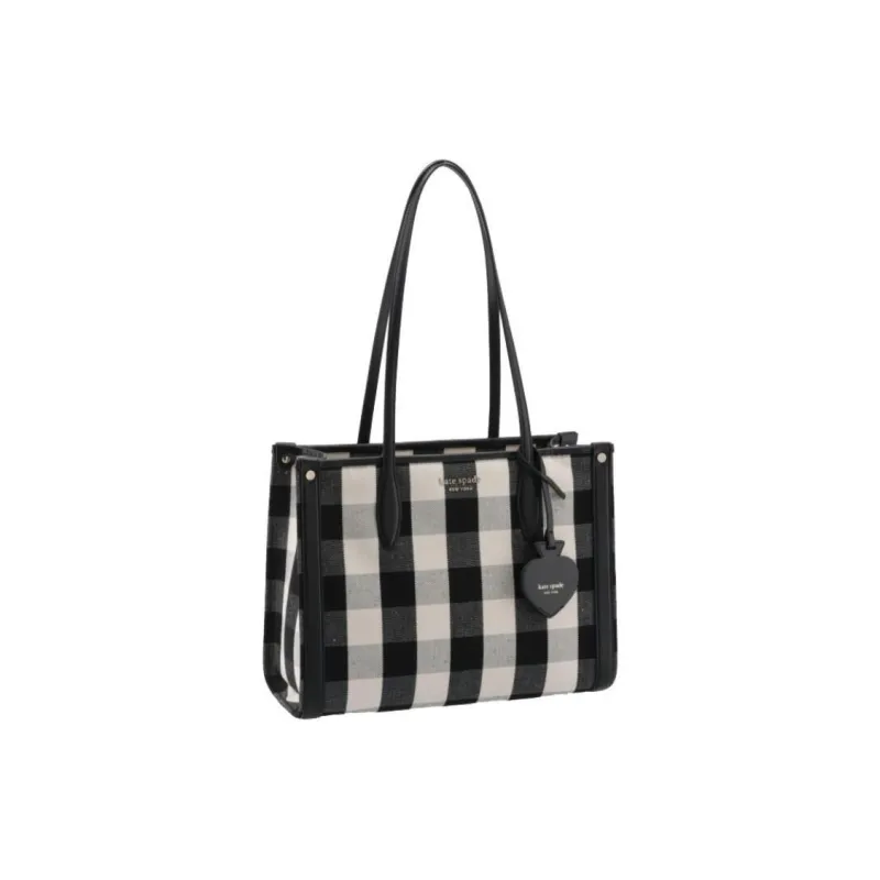 Kate Spade Fabric Tote Bag, Shopping Bag, Handbag, Shoulder Bag Women's Black Ecru-1