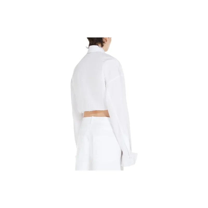SportMa Sarong Collection Boxy-Fit Drawstring Shirt Shirt Women's White-3
