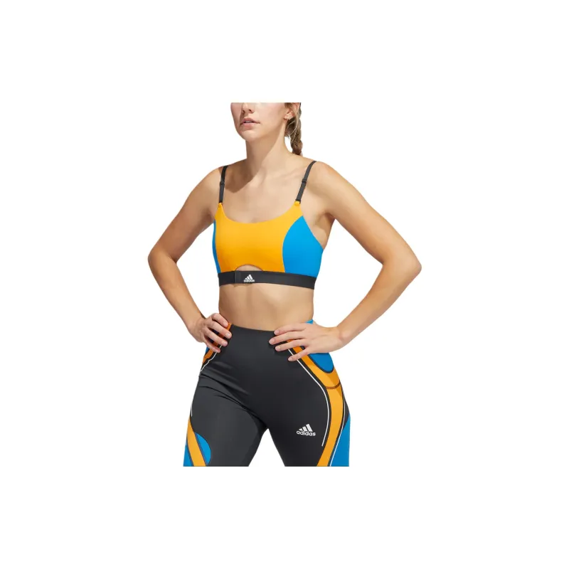 Adidas AEROIMPACT TRAINING BRA Sports Underwear Women's Orange/Yellow Bright Blue Carbon Black-2
