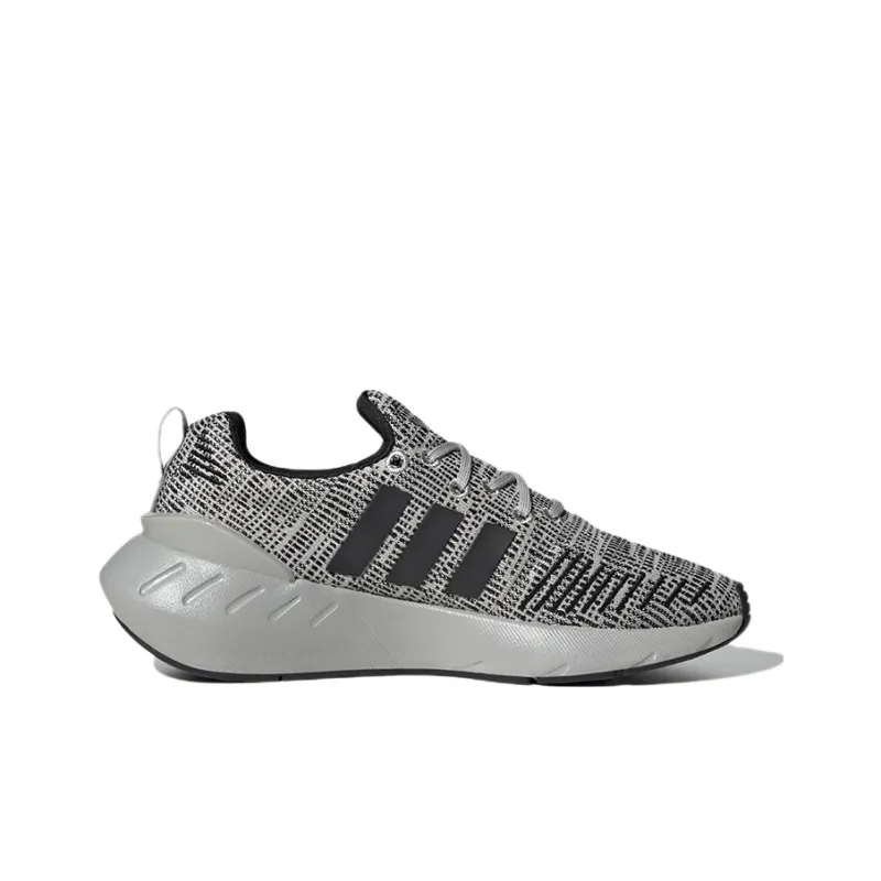 Adidas Originals Swift Run 22 J Abrasion Resistant Breathable Low Top Running Shoes Gray Black Teenagers-1