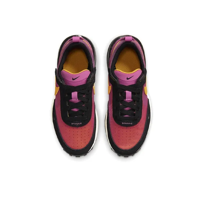 Nike Waffle One 'Active Fuchsia' Breathable Cushioning Low Top Casual Shoes Black Purple Gold Kids'-3