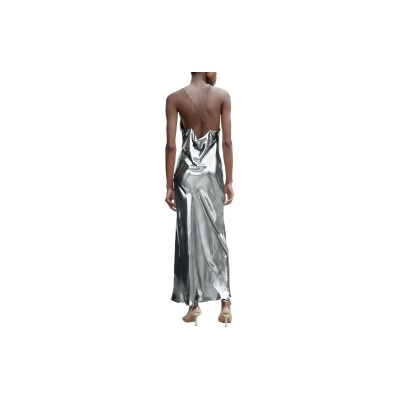 ZARA Slip Dresses Women's Dark Silver-2