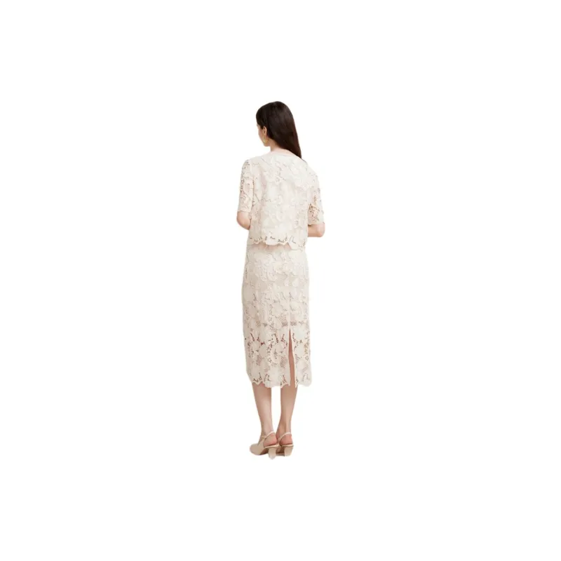 Goodland Casual Long Skirts Women's Cream White-3