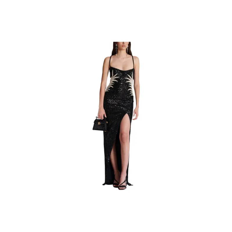 BALMAIN Palm Tree embroidered Sequinned Gown-1