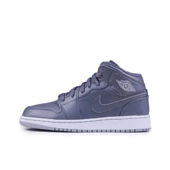 Jordan Air Jordan 1 Cushioned Slip Resistant Abrasion Resistant Mid Top Children's Basketball Shoes Dark Gray Teenagers