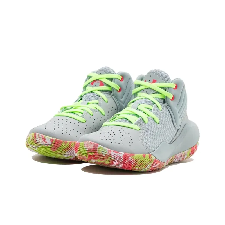 Under Armour Jet '21 Cushioned Slip-Resistant Abrasion-Resistant Mid-Top Performance Basketball Shoes Gray Teenagers-2