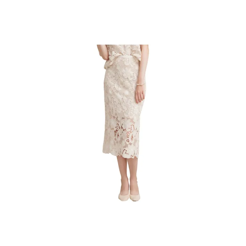 Goodland Casual Long Skirts Women's Cream White-1