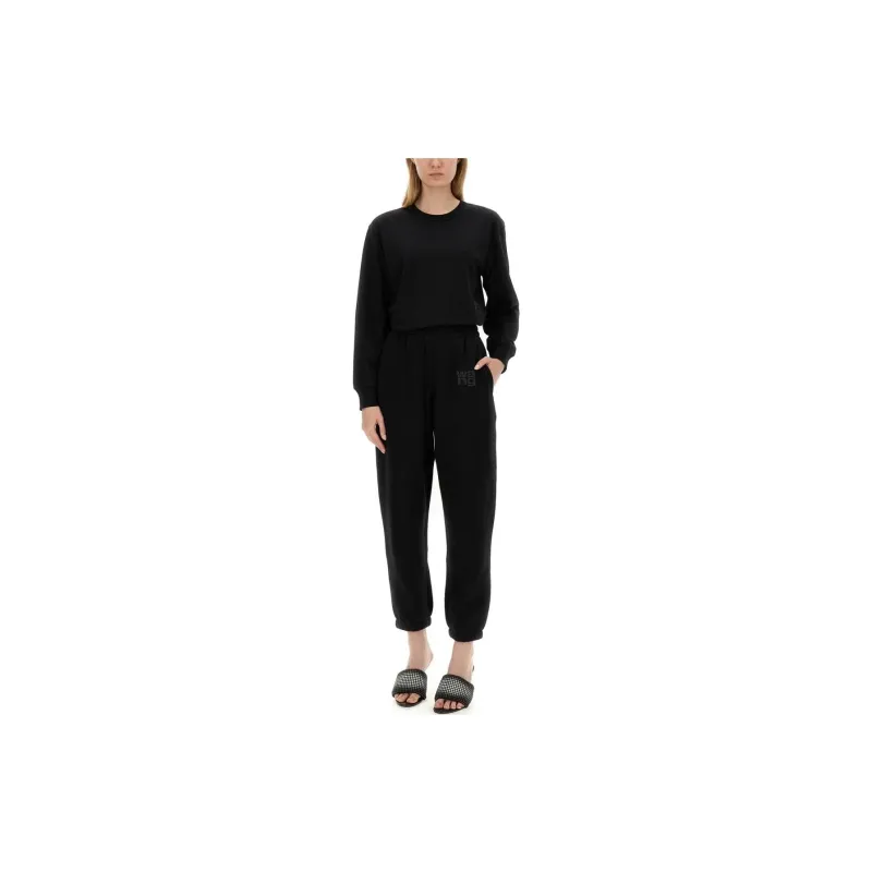 T By Alexander Wang Essential Puff Logo Jersey Long Sleeve Tee Black-1