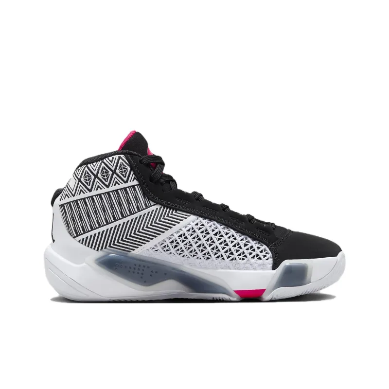 Jordan Air Jordan 38 Low GS Cushioning, Wear Resistant Mid Top Children's Basketball Shoes Black White Red Unisex-1