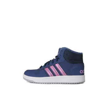 Adidas Neo Hoops 2.0 Breathable Mid Top Children's Basketball Shoes Dark Blue Purple Kids'