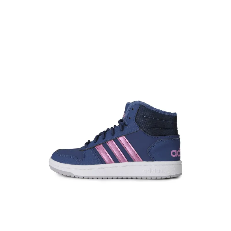 Adidas Neo Hoops 2.0 Breathable Mid Top Children's Basketball Shoes Dark Blue Purple Kids'-0
