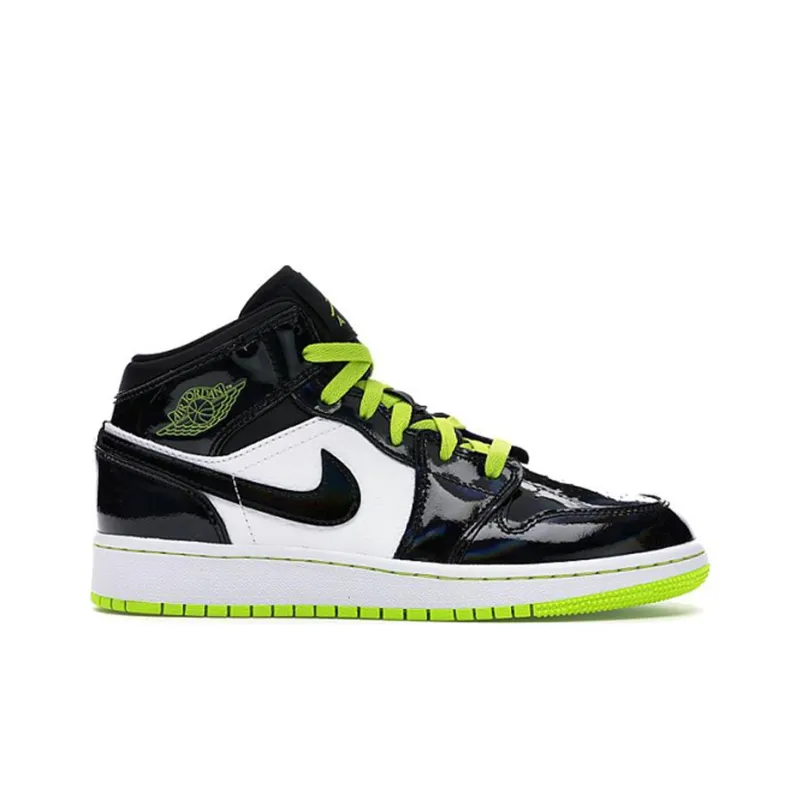 Jordan 1 Mid Black Cyber Mystic Green GS-1