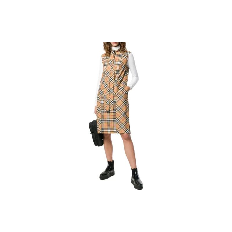 Burberry Sleeveless Dress Women's Brown-2