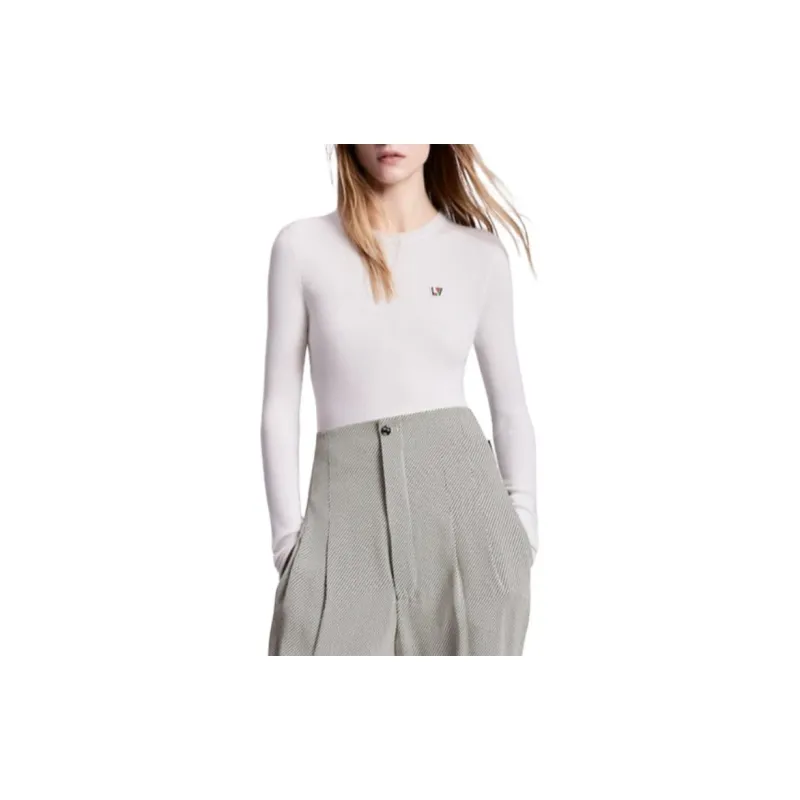 LOUIS VUITTON Initials Fine Knit Pullover Sweater Women's White-1