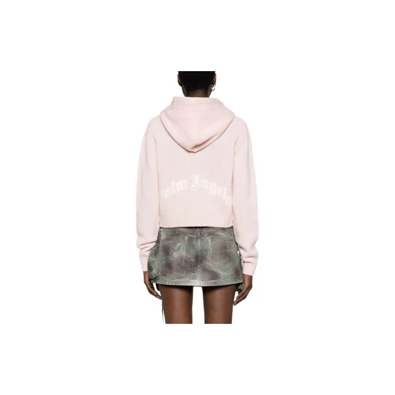PALM ANGELS Logo-Embroidered Zipped Knitted Hoodie-2