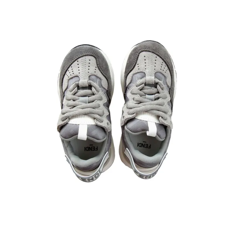FENDI Anti Slip Wear Resistant Low Top Kids Lifestyle Shoes Gray Teenagers-4