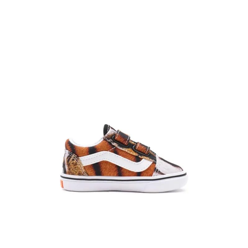 Vans Old Skool Anti-Slip And Wear-Resistant Breathable Low-Top Toddler Shoes Tiger Pattern Infant And Toddler-1