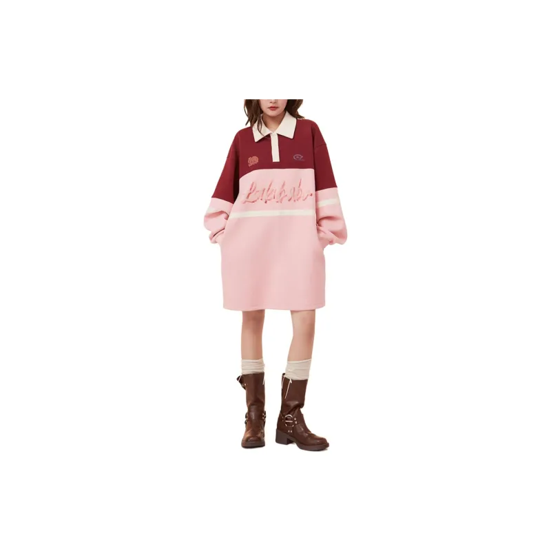 LALABOBO Long Sleeved Dresses Women's Pink-1
