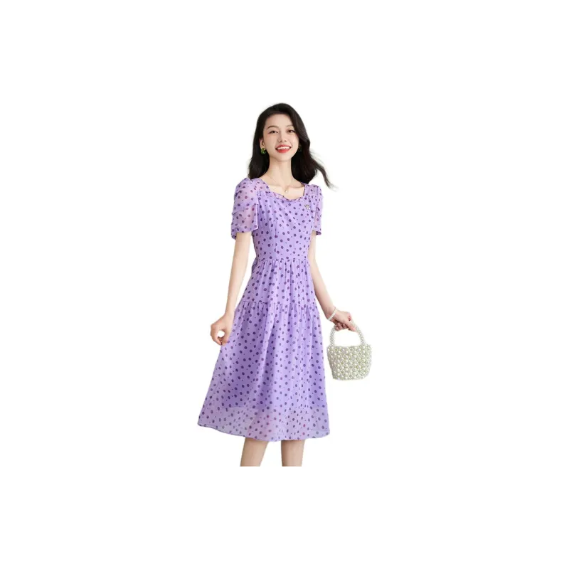 Mylan Short Sleeved Dresses Women's Purple-1