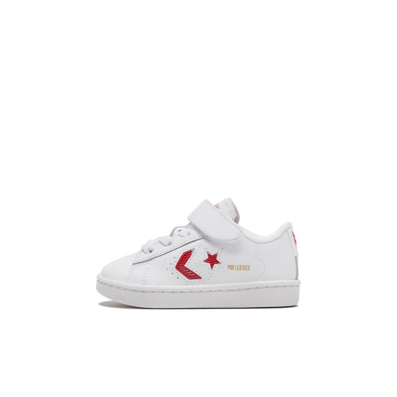 Converse Cons Pro Leather Slip-Resistant Cushioning Wear-Resistant Low-Top Toddler Shoes White Red Infant And Toddler-0