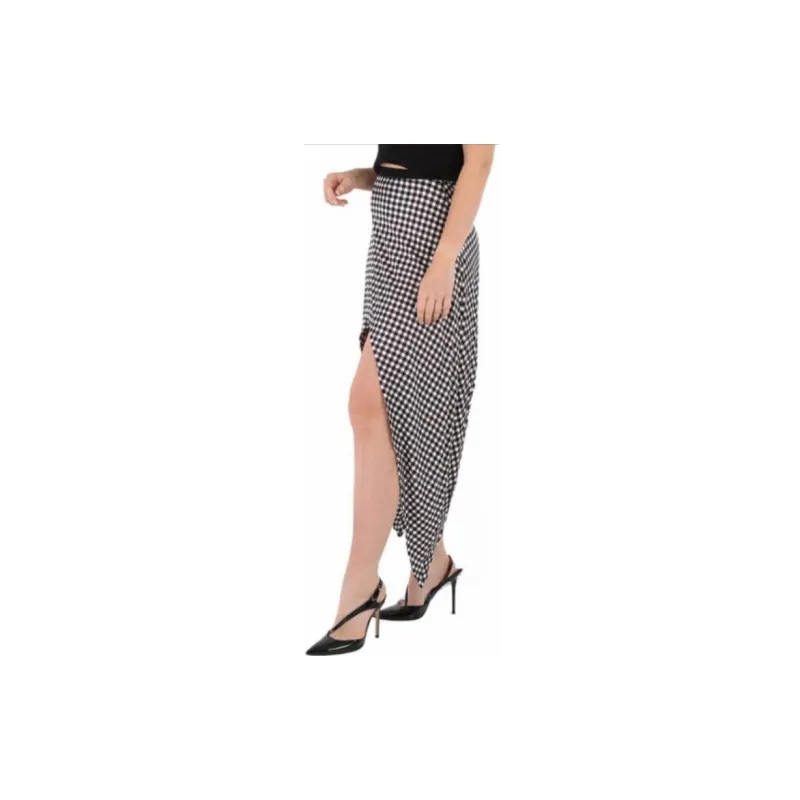 Burberry Check Asymmetric Skirt 'Black Ip Pattern'-4