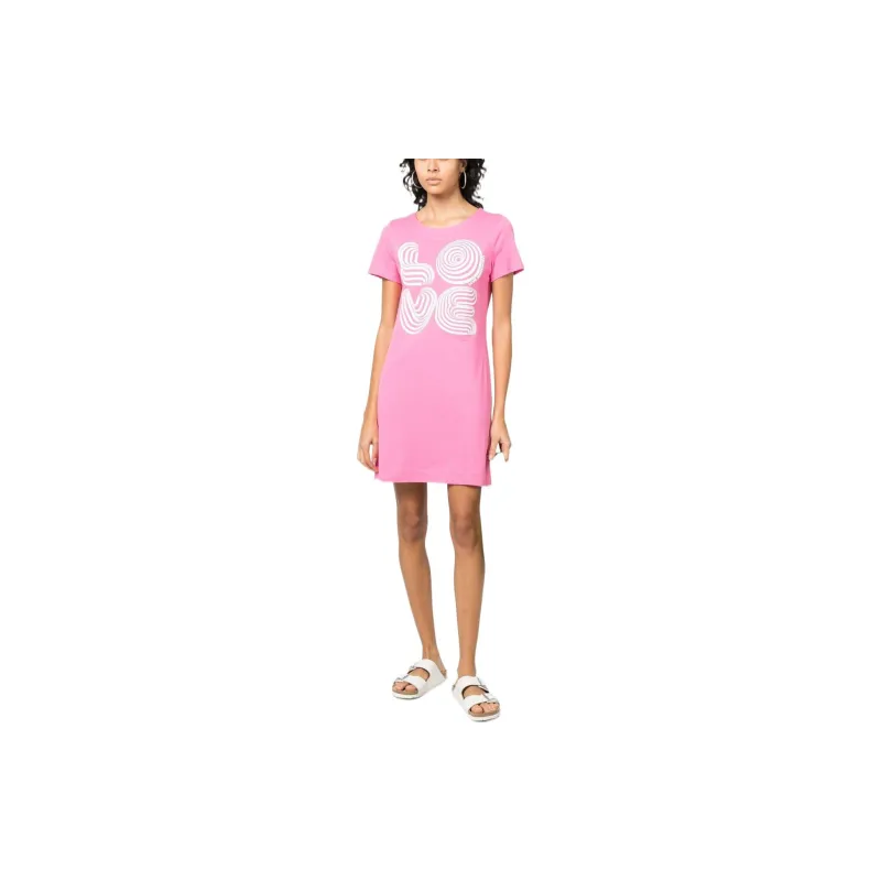 LOVE MOSCHINO Short Sleeved Dresses Women's Pink-1