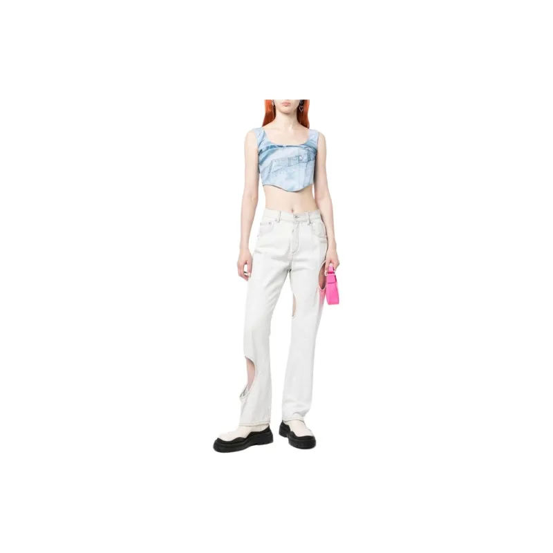 NATASHA ZINKO Denim print Corset Top-1