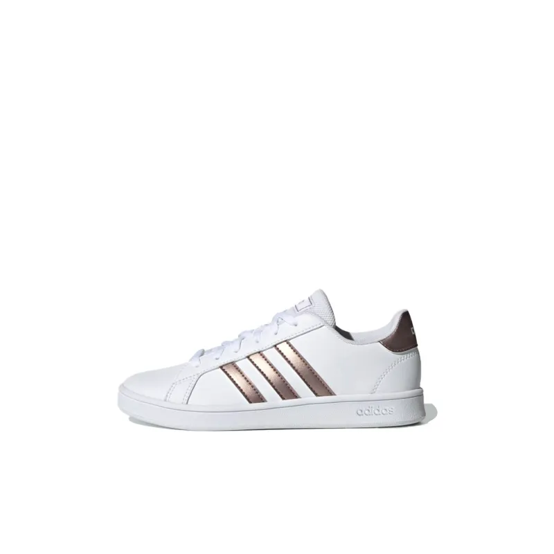 Adidas Neo GRAND COURT K Breathable Low Top Skateboard Shoes White Brown Kids'-0