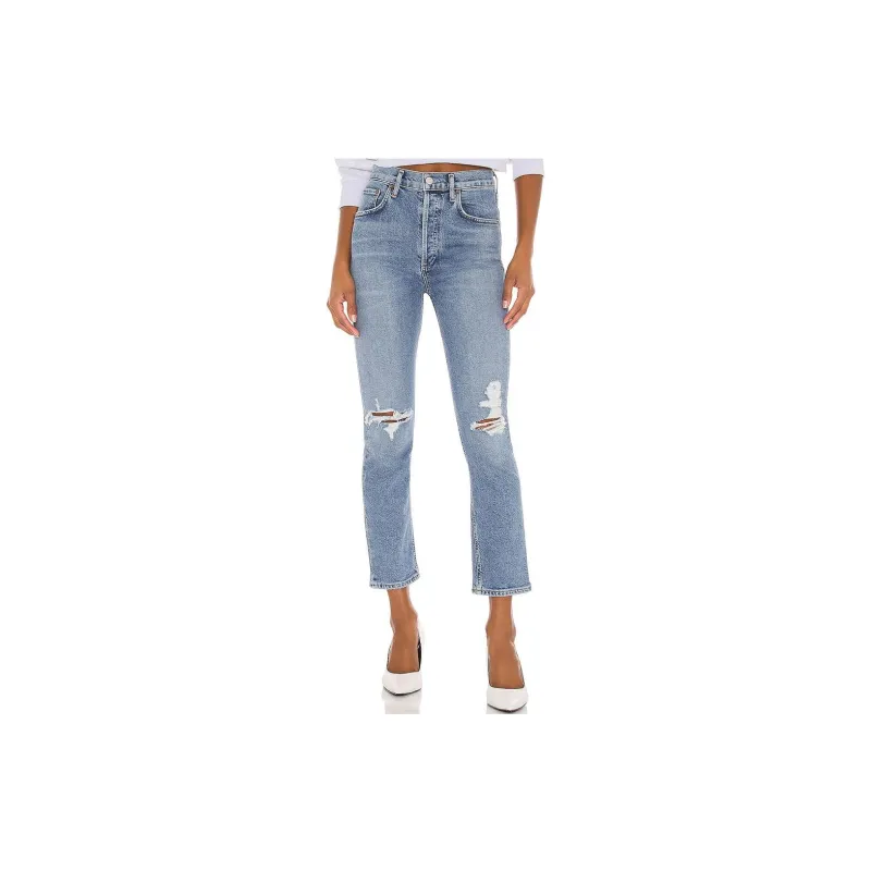 AGOLDE Ripped High rise Cropped Jeans-1