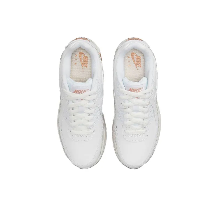 Nike Air Max 90 Anti-Slip And Wear-Resistant Lightweight Cushioning Low-Top Kids' Running Shoes White Pink Teenagers-3