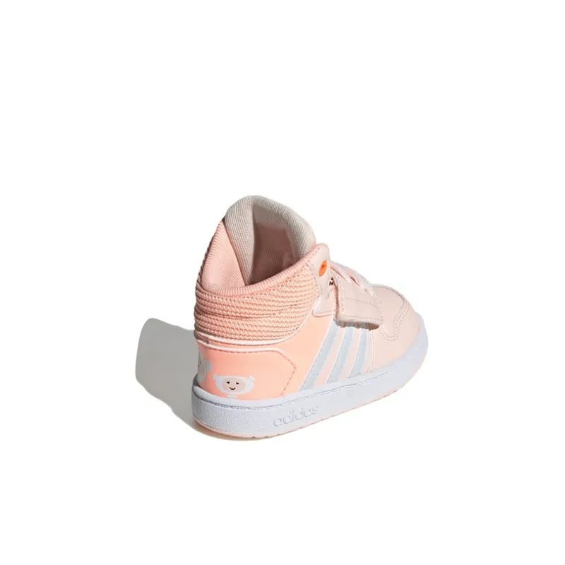 Adidas Neo Hoops 2.0 Mid I Slip-Resistant Mid-Top Toddler Shoes Pink White Infant And Toddler-3