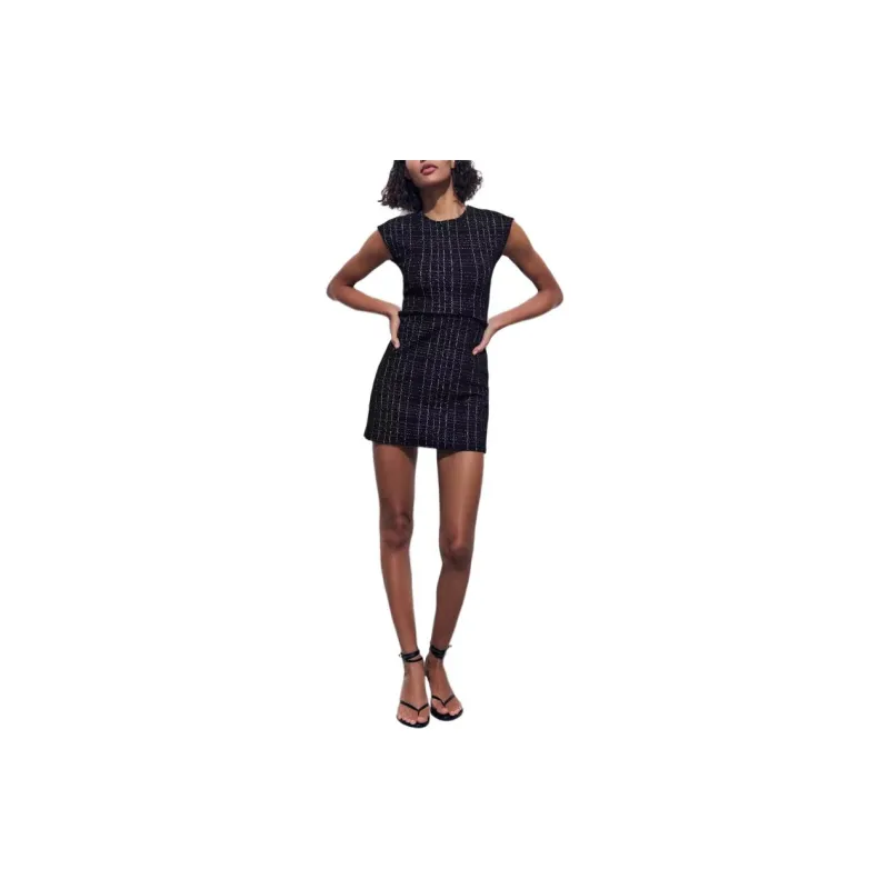 ZARA Sleeveless Dress Women's Black-3