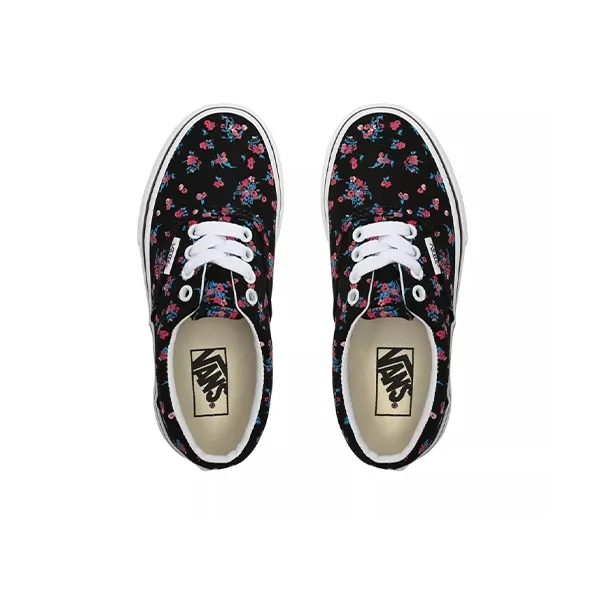 Vans Era Anti Slip Wear Resistant Low Top Kids' Skateboarding Shoes Black Floral Children Aged 3 7 Years Old-3