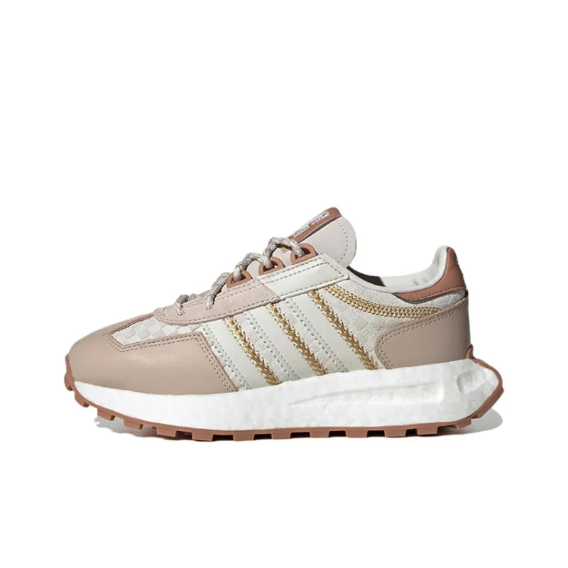 Adidas Originals Abrasion Resistant Slip Resistant Low Top Sports Casual Shoes White Pink Gold Teenagers-0