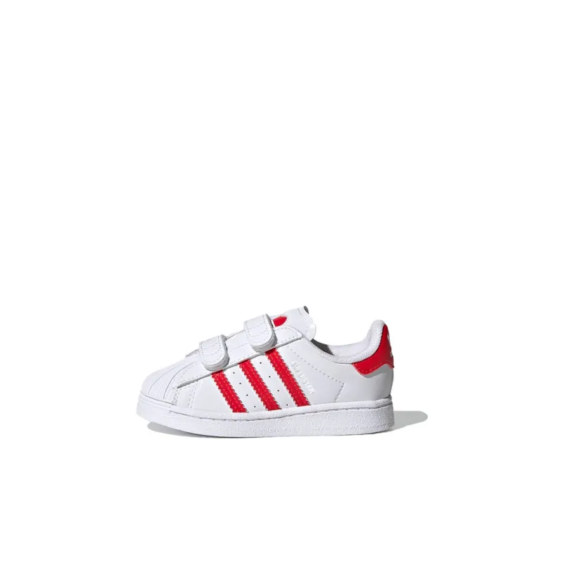 Adidas Originals SUPERSTAR Breathable Low Top Skateboard Shoes White Red Infant And Toddler-0