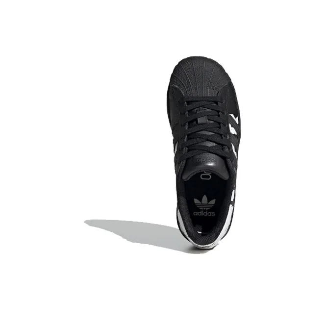 Adidas Originals Superstar Series C Slip Resistant Low Top Kids' Skateboarding Shoes Black Children Aged 3 7 Years Old-3