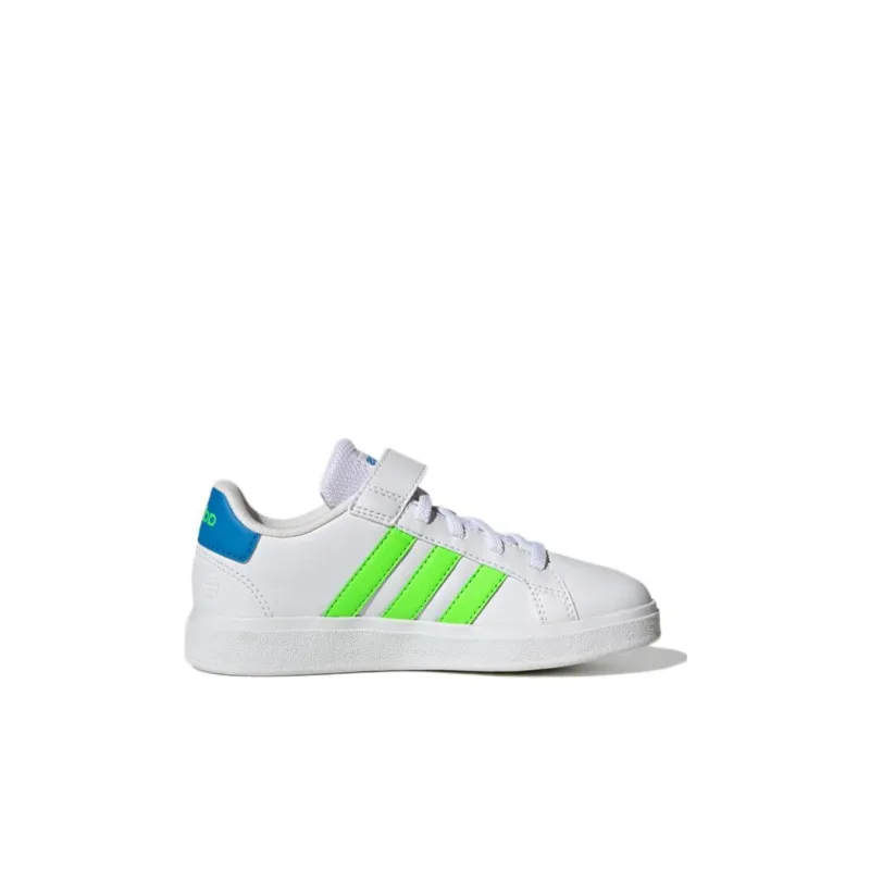 Adidas Neo GRAND COURT 2.0 EL K Abrasion Resistant Low Top Skateboard Shoes White Green Kids'-1