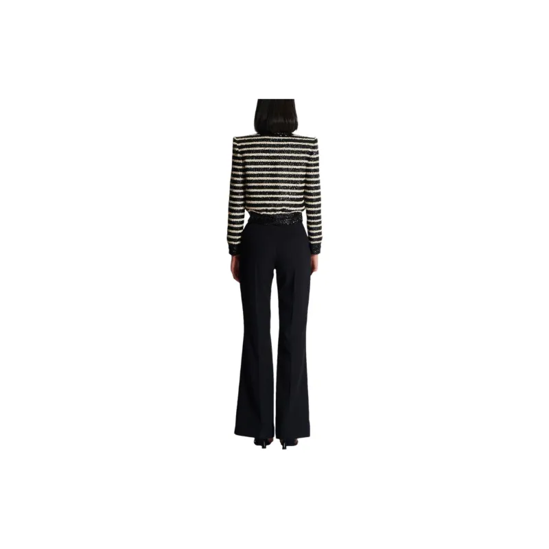 BALMAIN Striped Sequinned Cropped Jacket-4