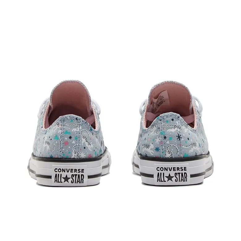 Converse Chuck Taylor All Star Low Top Kids Canvas Shoes Cerulean Multicolor Teenagers-4