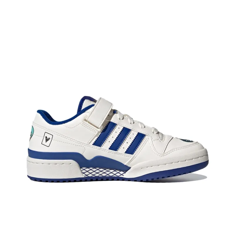 Adidas Originals FORUM Low J Slip Resistant Shock Absorbers Low Top Kids' Skateboarding Shoes White Blue Teenagers-1